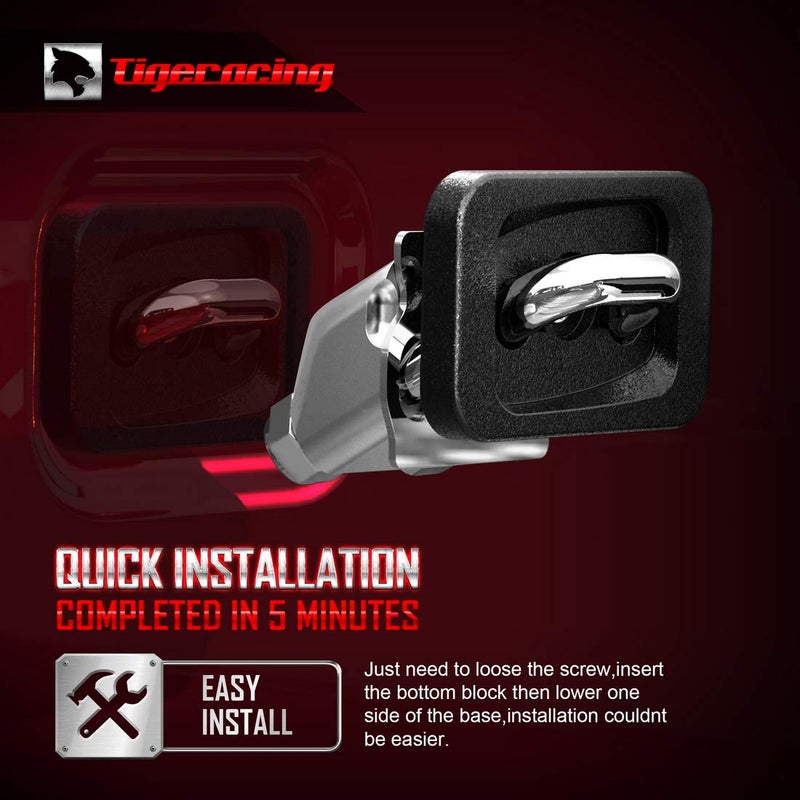Tigeracing Inner Bed Tie Down Anchors Retractable Truck Bed D Ring Compatible with 2007+ Silverado & Sierra 1500 2500 3500/2015+ Colorado & Canyon - 3000LBS Capacity Only Fit SideWall of 2 - Image 4
